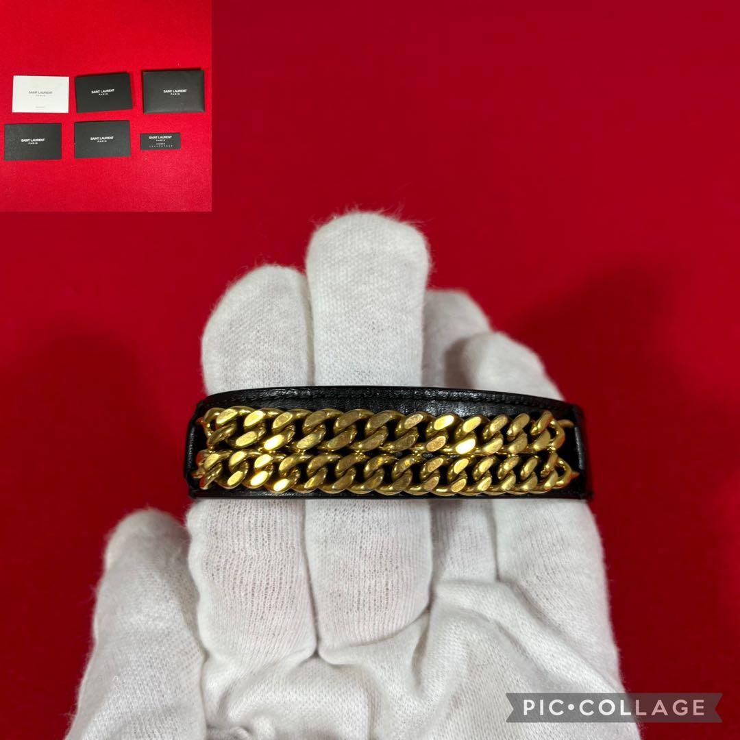 サンローラン　SAINT LAURENT チェーンレザーブレスレット