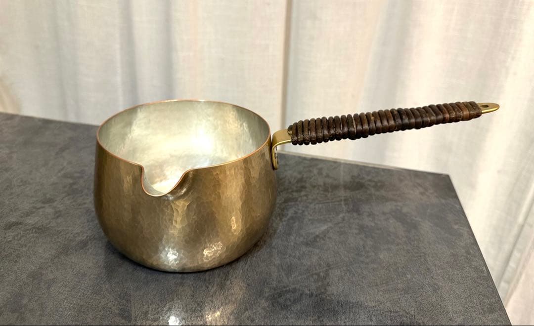 新品/富貴堂 ミルクパン コーヒーサーバー兼用 1.0L 金色 銅製 直火用