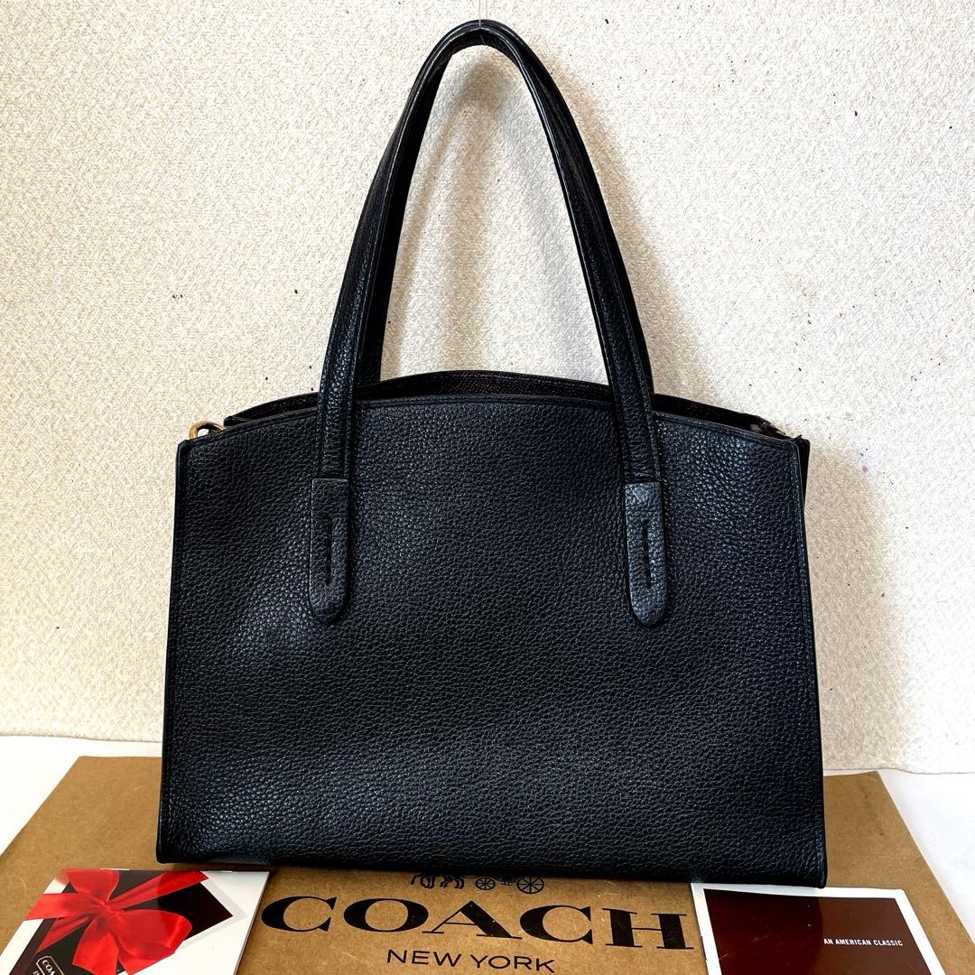 COACH‼️超美品(^^)BLACKレザーミディアム入学卒業OK‼️