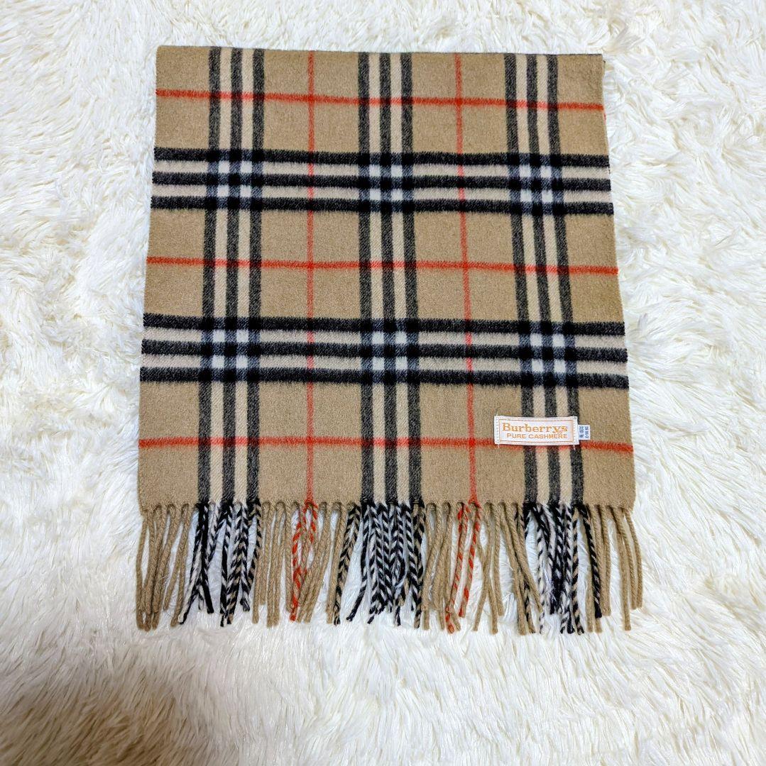【極美品】バーバリー ノバチェック カシミヤ100% 白タグ マフラー
