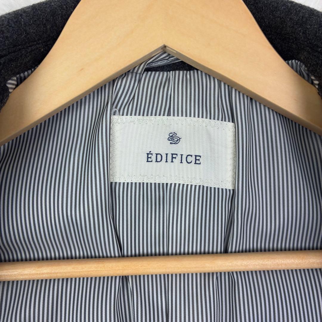 美品　エディフィス　ウールメルトン　チェスターコート　ロング丈　L　グレー