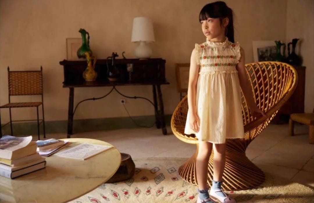 apolina 刺繍入りワンピース 5-7y 25ss