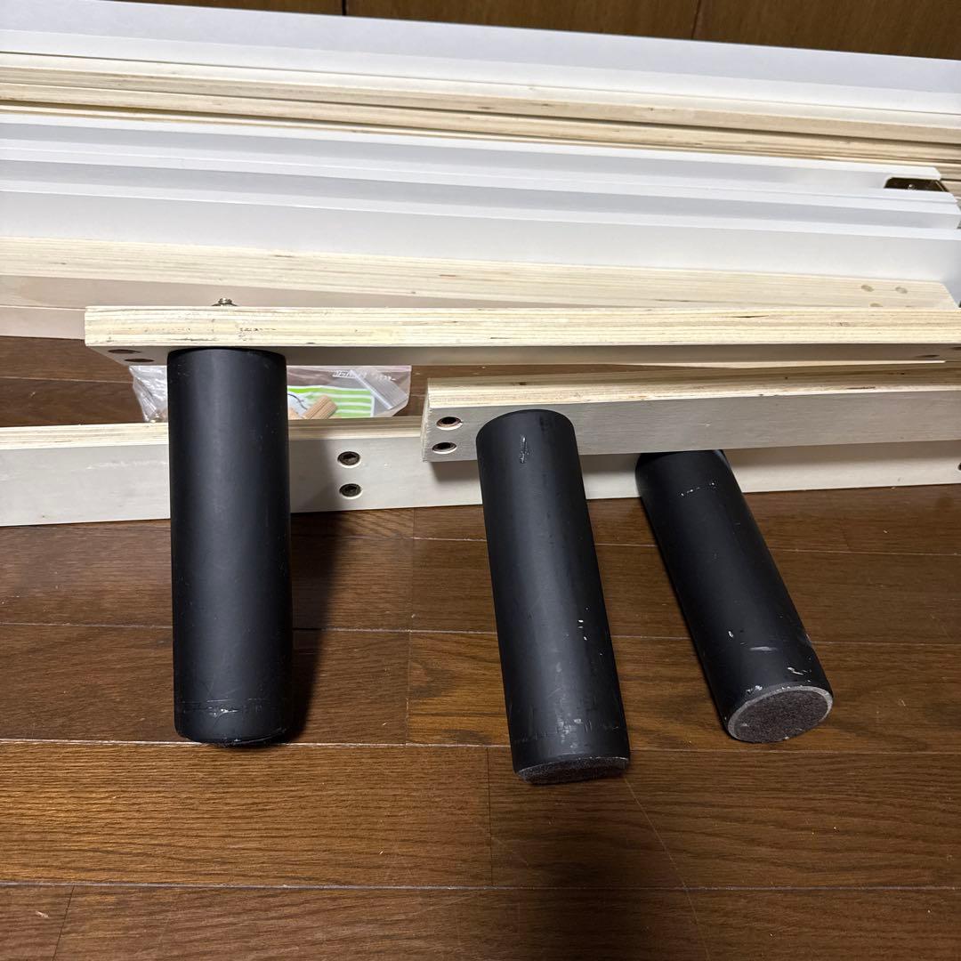 《美品》ニトリ ダブル ベッド ベッドフレーム すのこ 棚付 ホワイト 引取限定