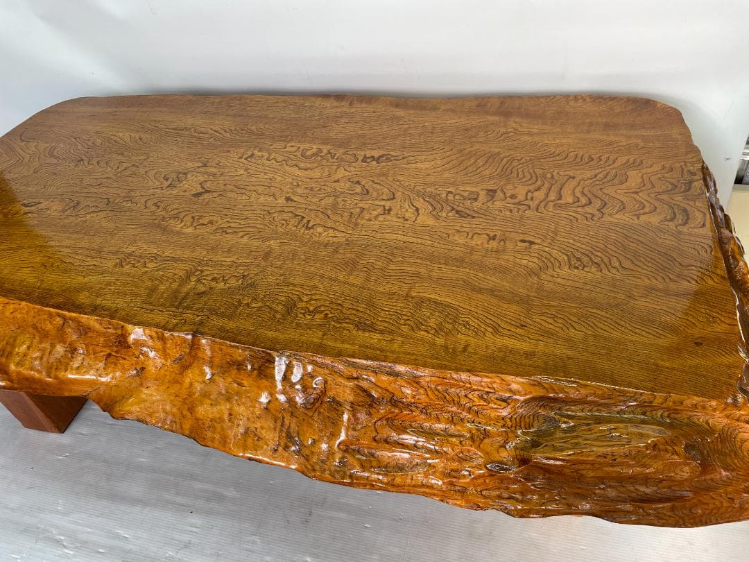 ケヤキ？ 一枚板 座卓 ローテーブル ちゃぶ台 天然木 無垢材 　12c01