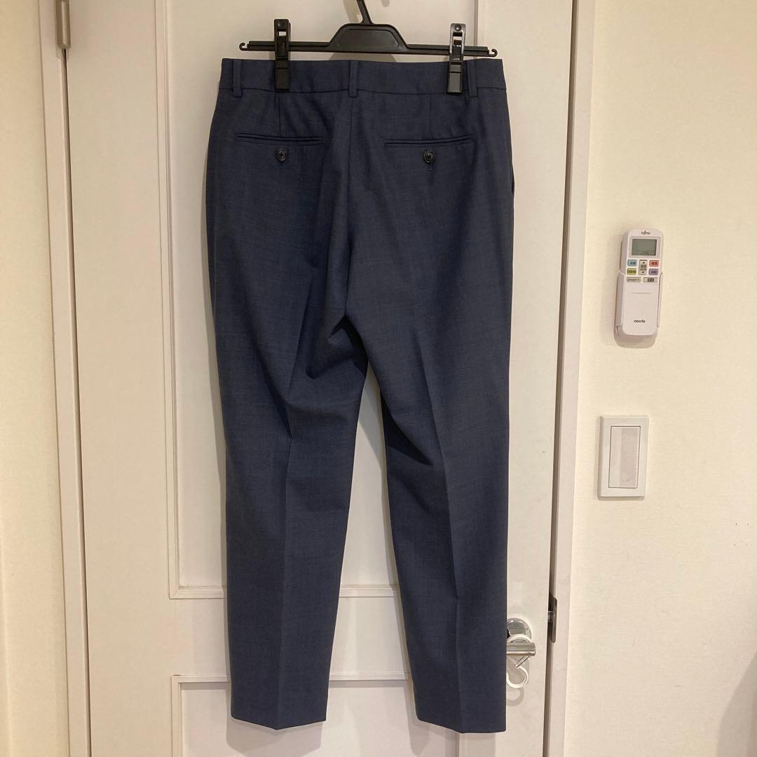 美品グリーンレーベルリラクシング ネイビー ブルーノーカラー ビジネススーツ