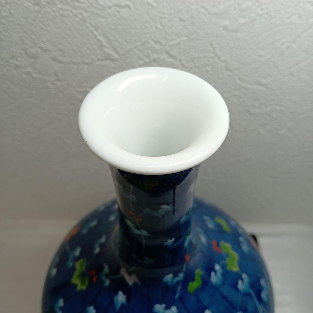 有田焼　藤井勝雲窯　染錦蔦文花瓶　花瓶　花器　花台　共木札　共箱付き