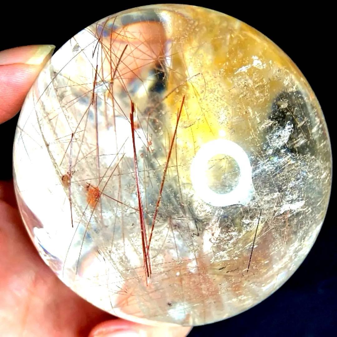 超特大83mm 虹入ゴールドレッドブロンズルチルクォーツ　針水晶　パワーストーン