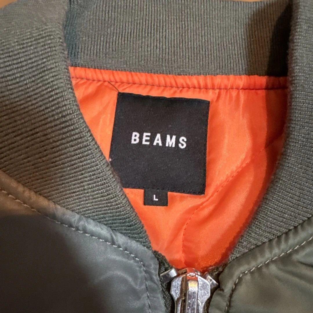 BEAMS MA-1 オリーブクレージーパターン　美品　貴重サイズＬ