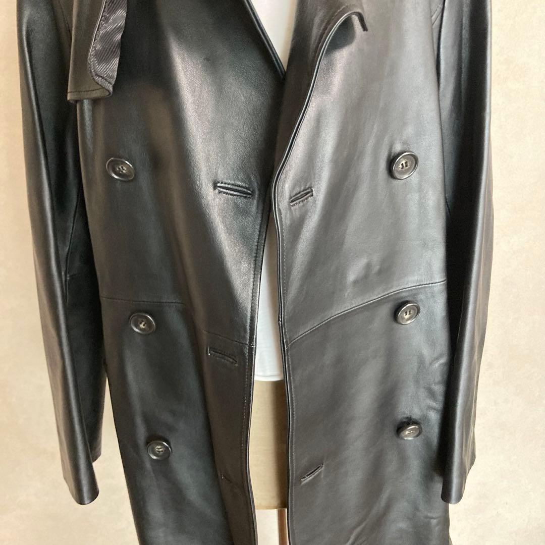 【ヴィンテージ】Latorre ラムレザー 多機能トレンチコート 黒　サイズXL