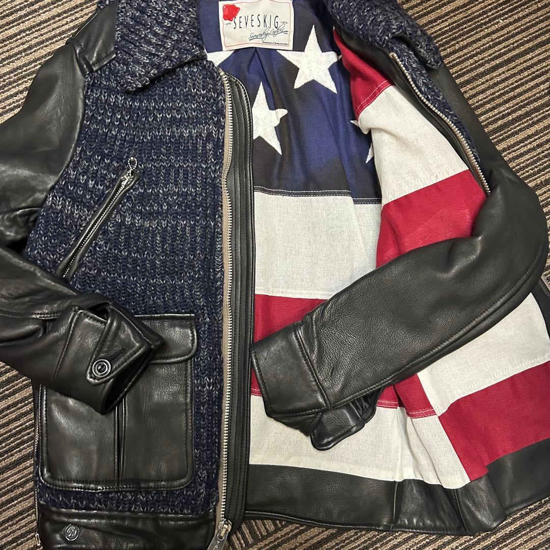 セグシグ ウールライナーレザージャケットLサイズ ブラック SEVESKIG