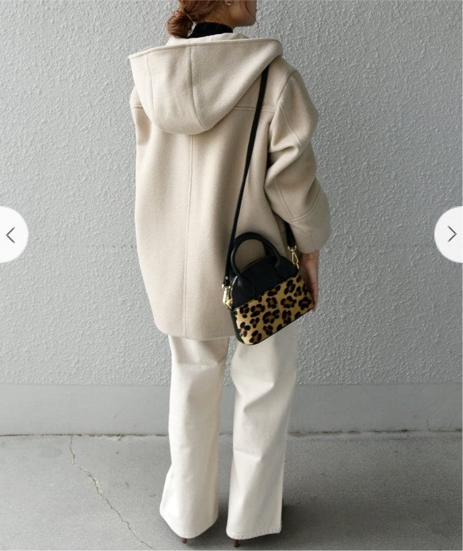 SHIPS any フードミディウールコート　ベージュ