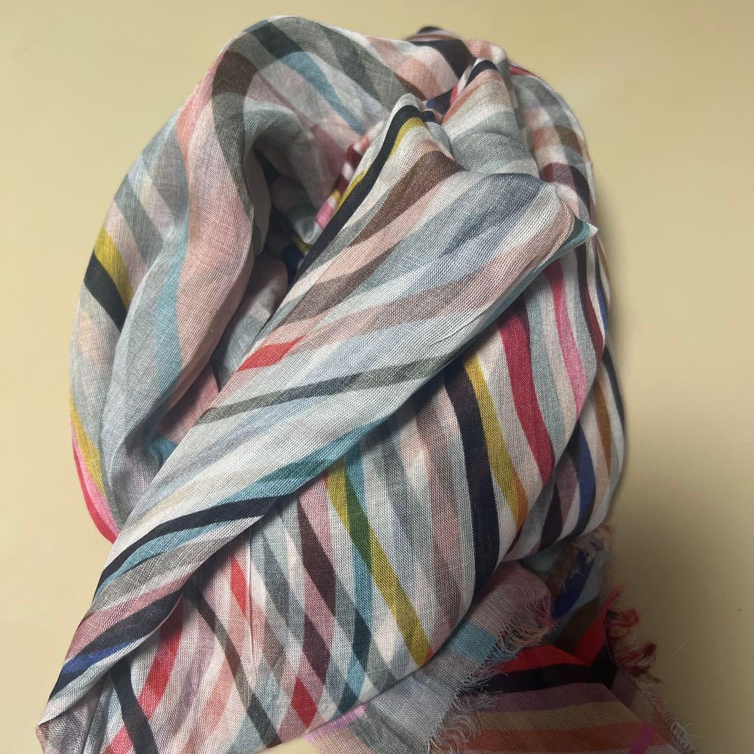 Paul Smith マルチカラーストライプストール　大判120✖︎200