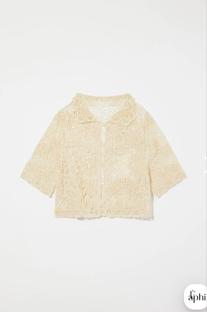 トップス eaphi HALF SLEEVE EMBROIDERY LACE BLOUSE