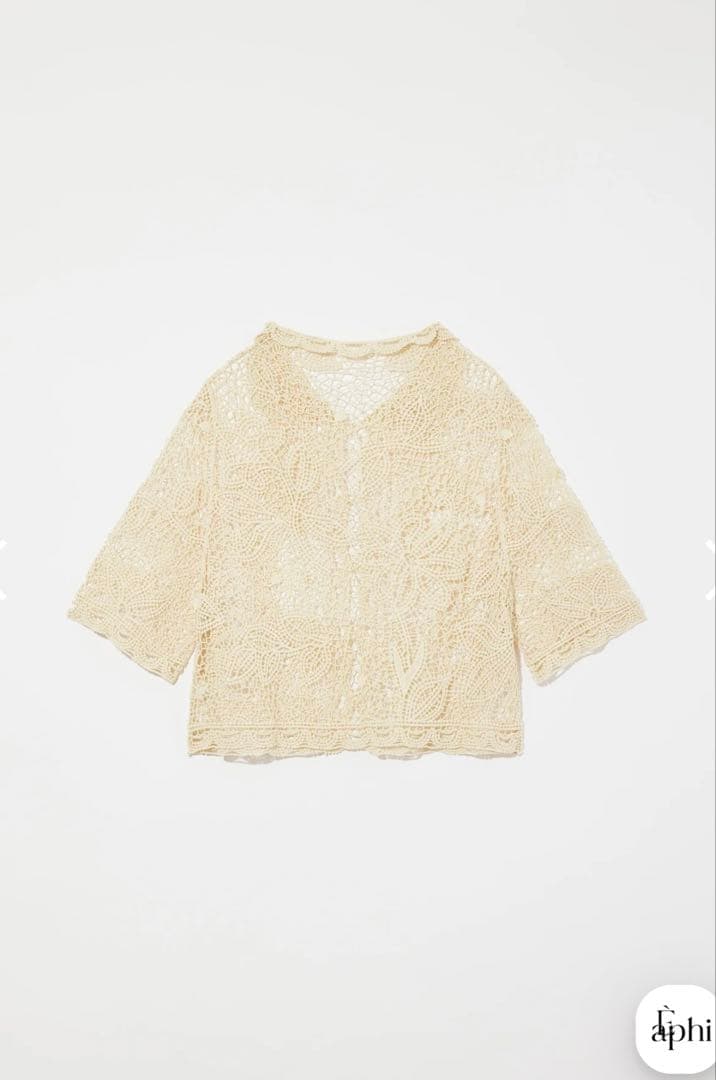 トップス eaphi HALF SLEEVE EMBROIDERY LACE BLOUSE