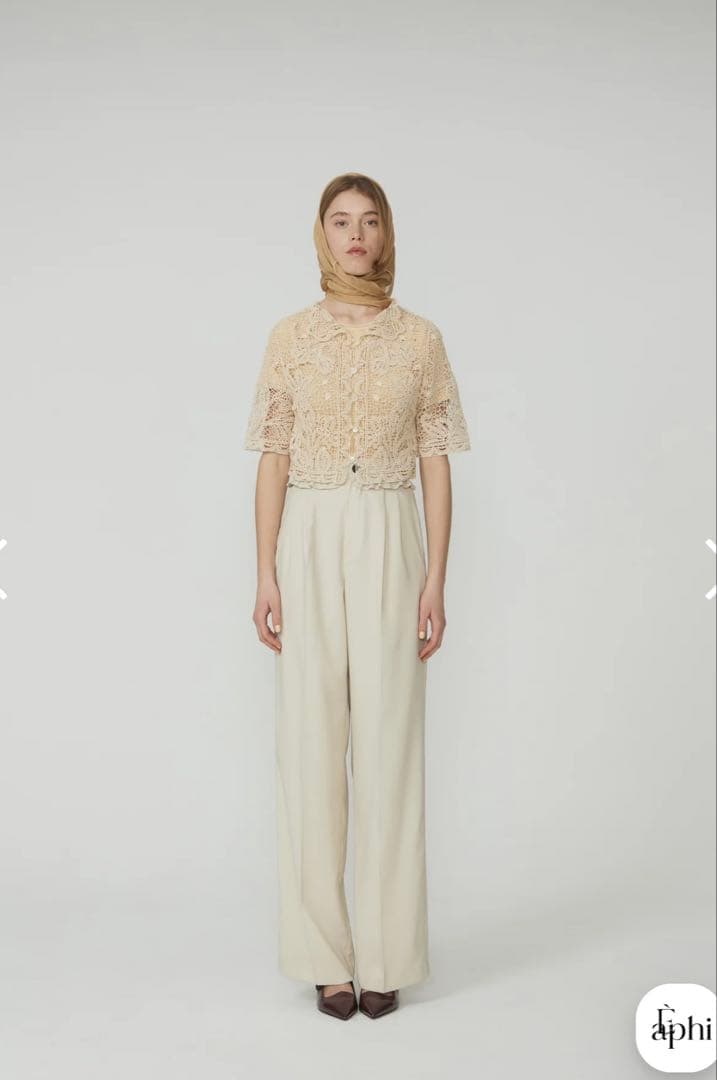 トップス eaphi HALF SLEEVE EMBROIDERY LACE BLOUSE