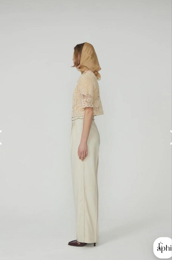 トップス eaphi HALF SLEEVE EMBROIDERY LACE BLOUSE