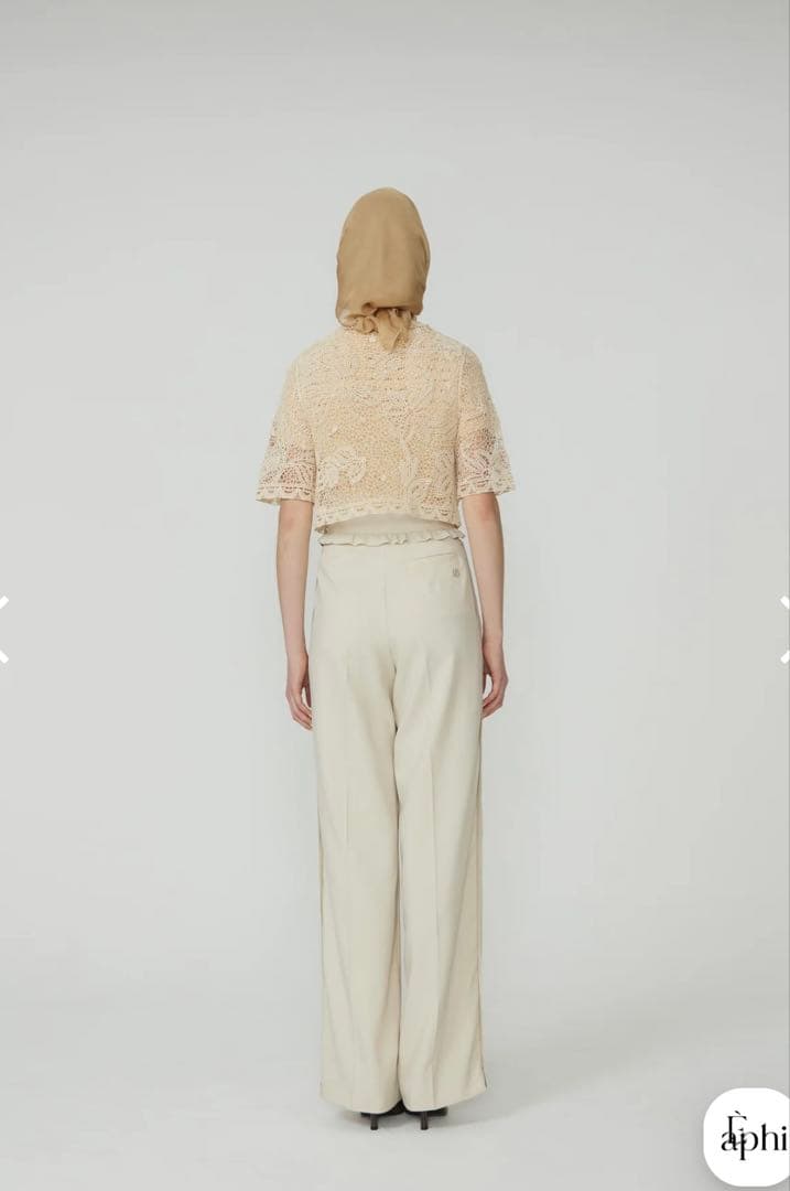 トップス eaphi HALF SLEEVE EMBROIDERY LACE BLOUSE