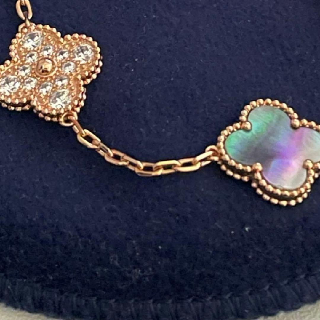 クローバー モチーフ ストーン ブレスレット ゴールド ジュエリー 四つ葉