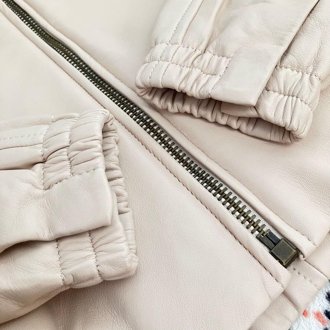 美品 COACH コーチ 本革 羊革 ラムレザージャケット スタンドカラー XS