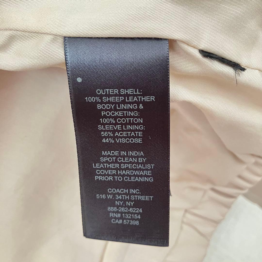 美品 COACH コーチ 本革 羊革 ラムレザージャケット スタンドカラー XS