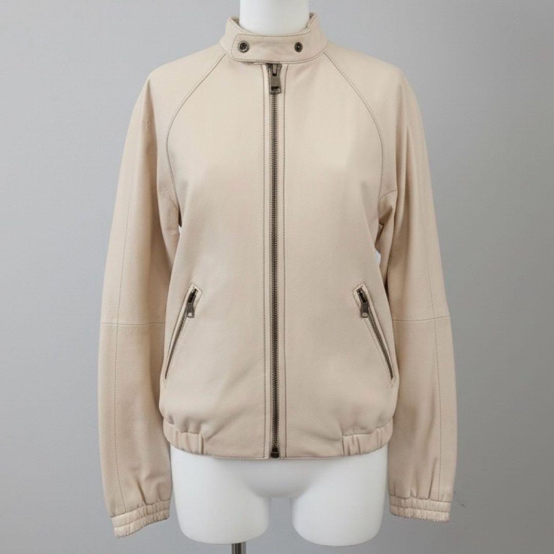 美品 COACH コーチ 本革 羊革 ラムレザージャケット スタンドカラー XS