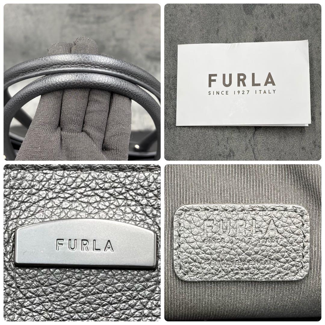 近年 フルラ ビジネスバッグ 肩掛け A4 ブリーフケース シボ革 黒 メンズ