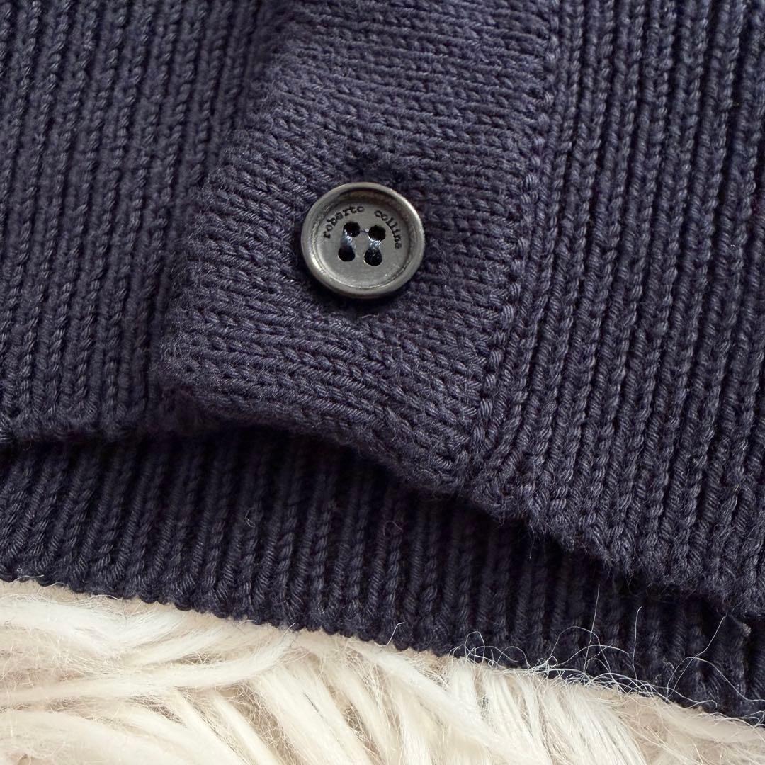 【極美品】2025年 ロベルトコリーナ カーディガン ポロニット XL ネイビー