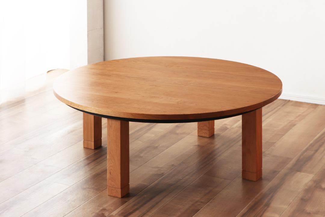 定価22万円 家具の里【国産】 家具調こたつ 円形110cm丸 ブラックチェリー