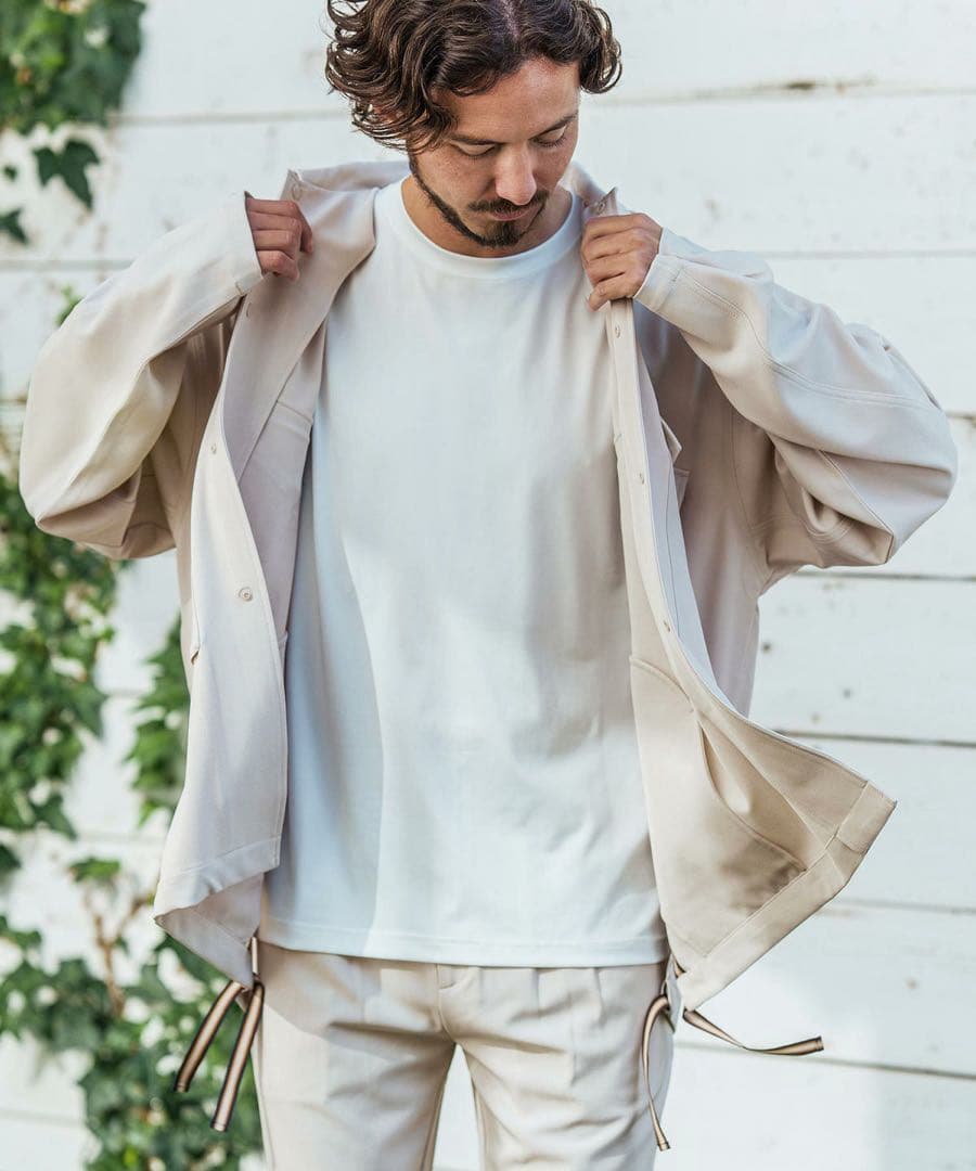 ストレッチツイル/グログランジャケット M グレージュ