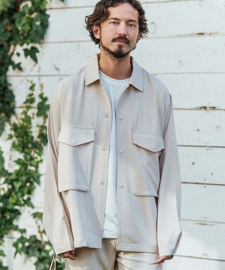 ストレッチツイル/グログランジャケット M グレージュ