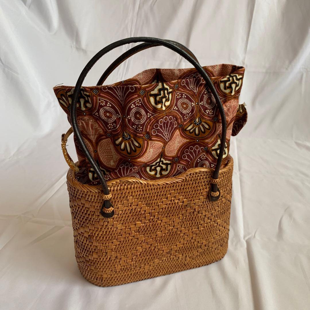 バリ土産　巾着付き　かごバッグ　Sサイズ　バリ島　夏　浴衣かごバッグ