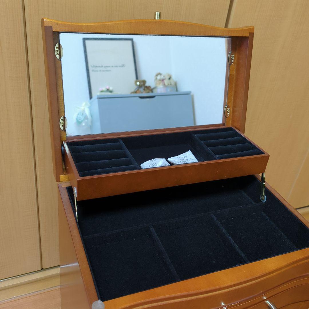 ⭐アンティーク木製　ジュエリー＆メイクチェスト　ボックス 大容量　鏡付き