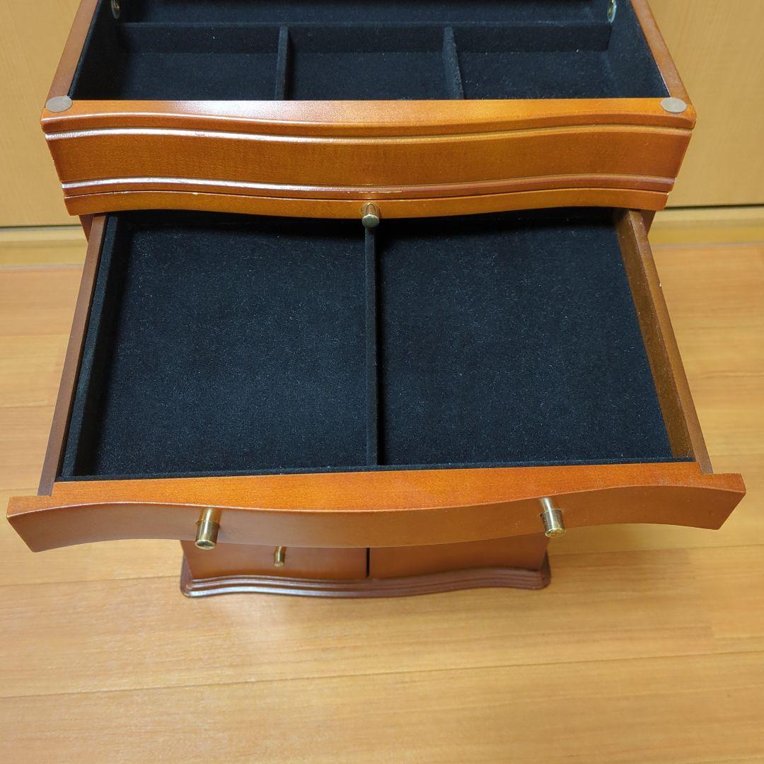 ⭐アンティーク木製　ジュエリー＆メイクチェスト　ボックス 大容量　鏡付き