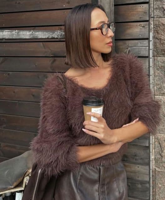 新品☆ALEXIA STAM シャギーニットトップス　ブラウン