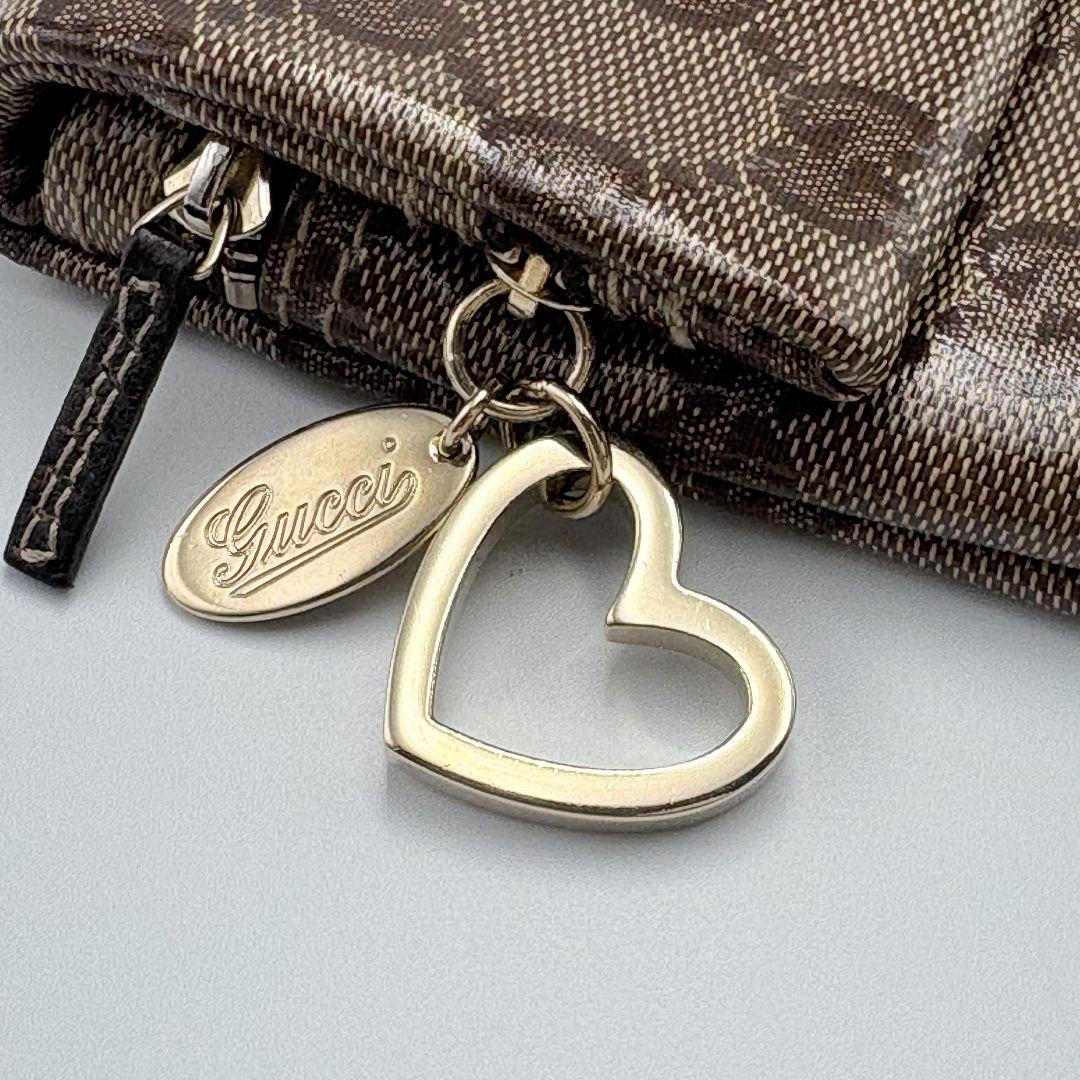 極美品✨ グッチ GG柄 2つ折り財布 ポーチ ハートチャーム 収納多