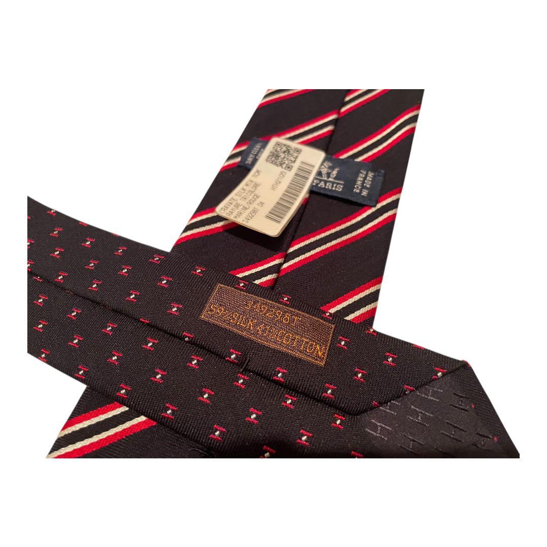 【新品タグ付き】エルメス 総柄 ネクタイ ストライプH柄