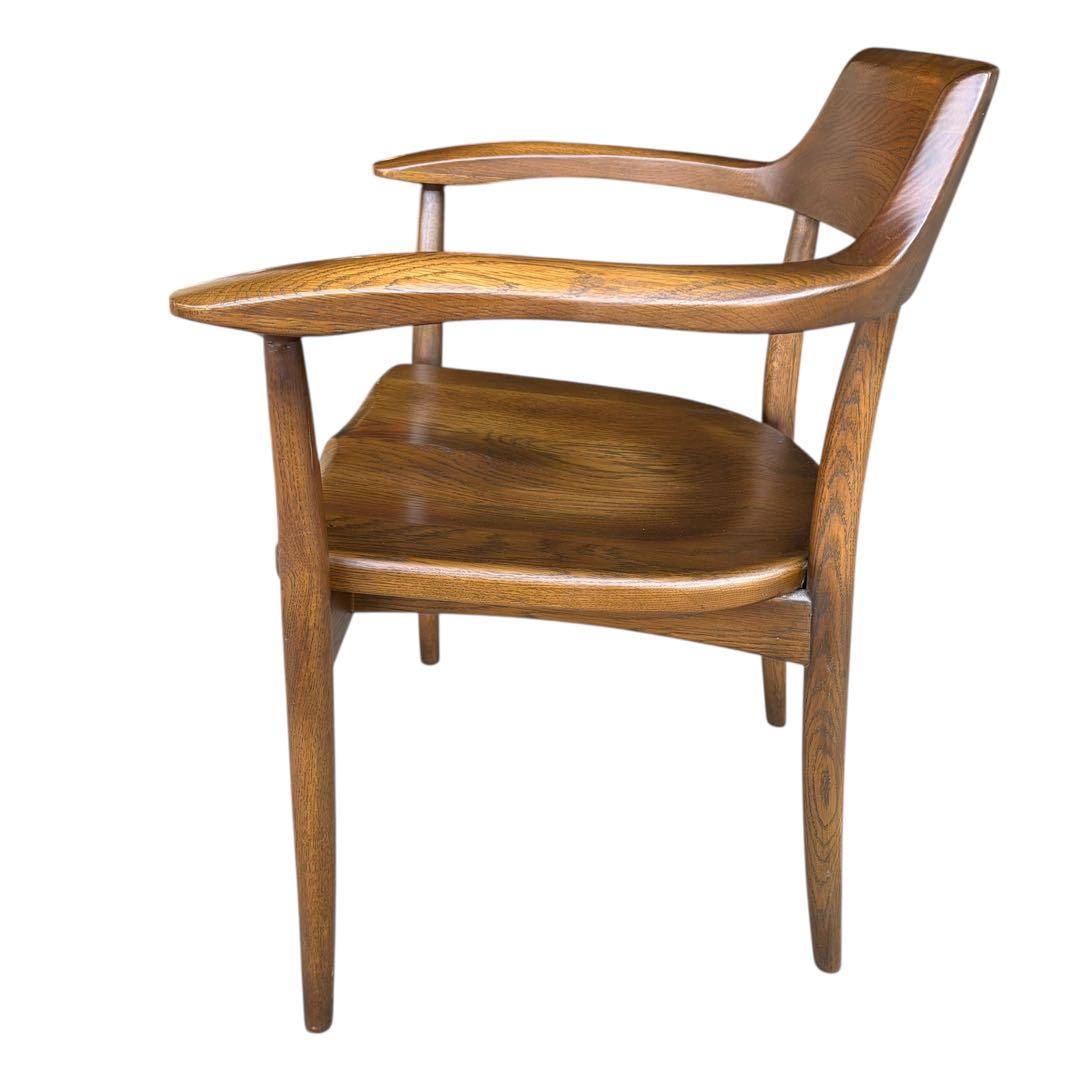 【希少】大塚家具 アームチェア ダイニングチェア 板座 ナラ材 ②