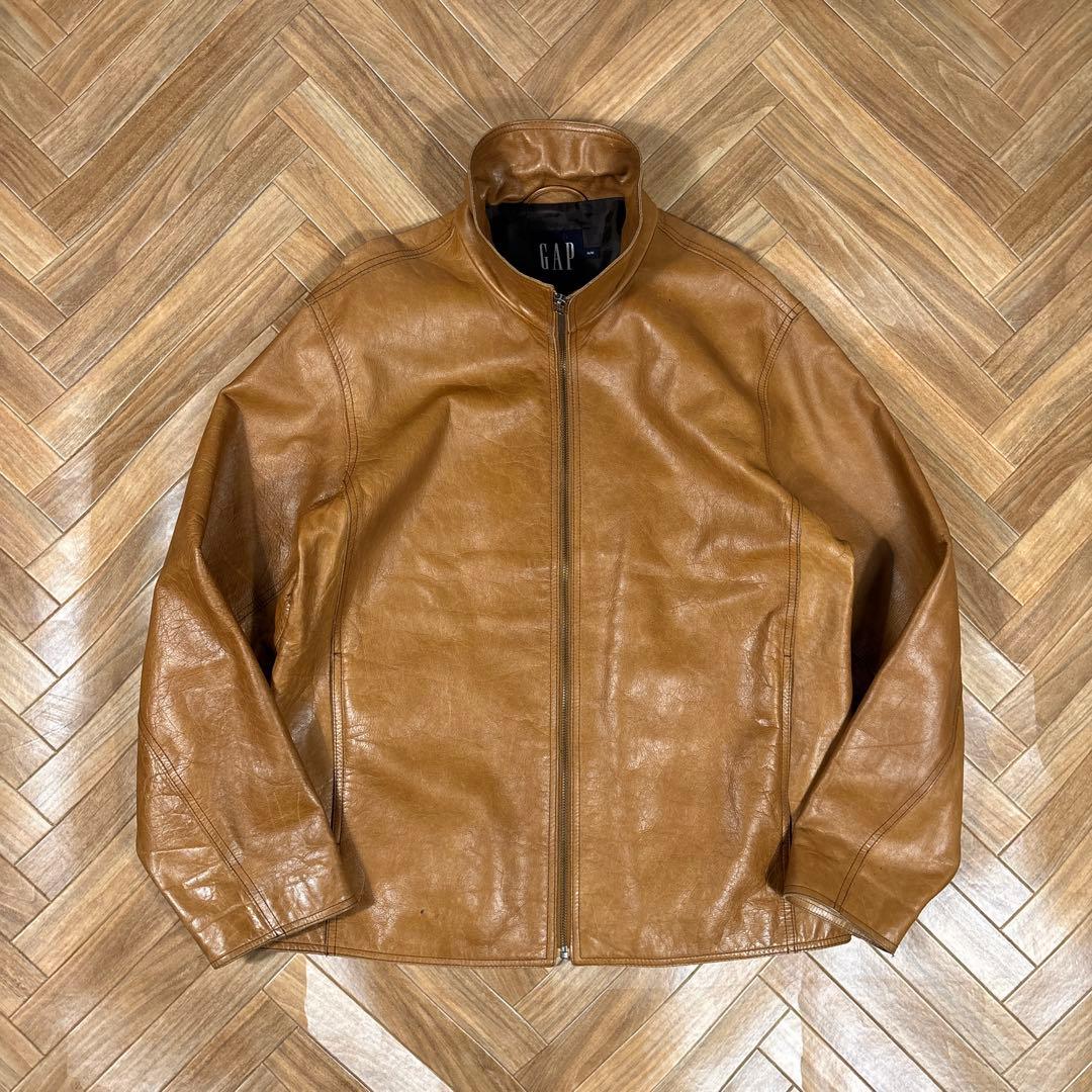 00s OLD GAP レザージャケット 牛革 本革 キャメルブラウン M