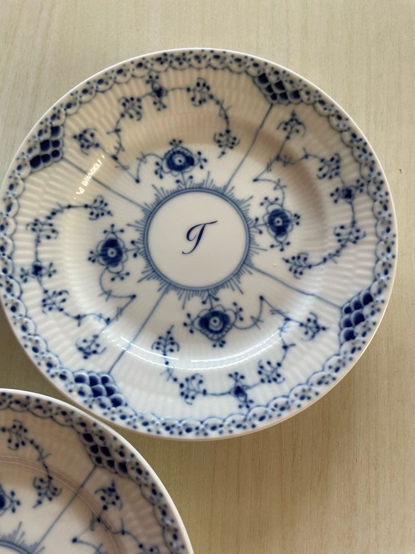 17cm ロイヤルコペンハーゲン ブルーフルーテッド ハーフレース 皿 5枚