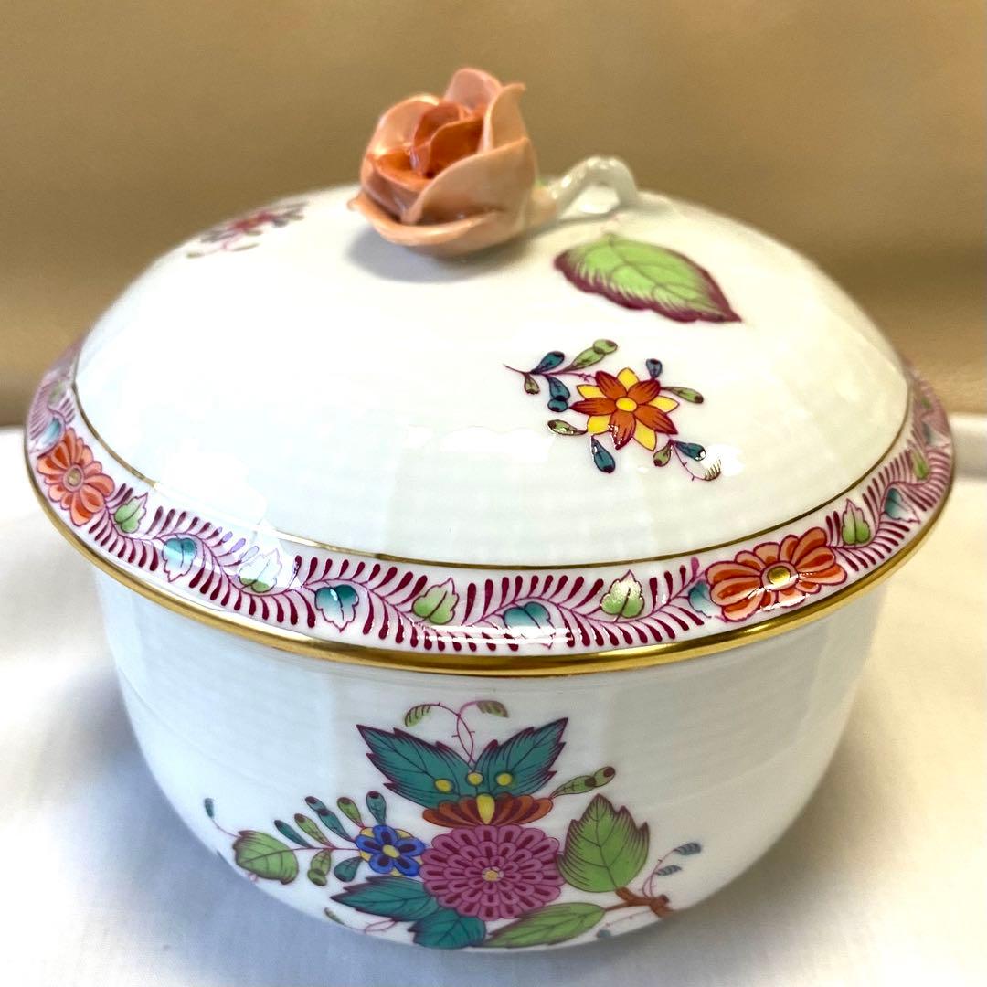 1.美品☆ヘレンド☆薔薇☆大きめボンボニエール