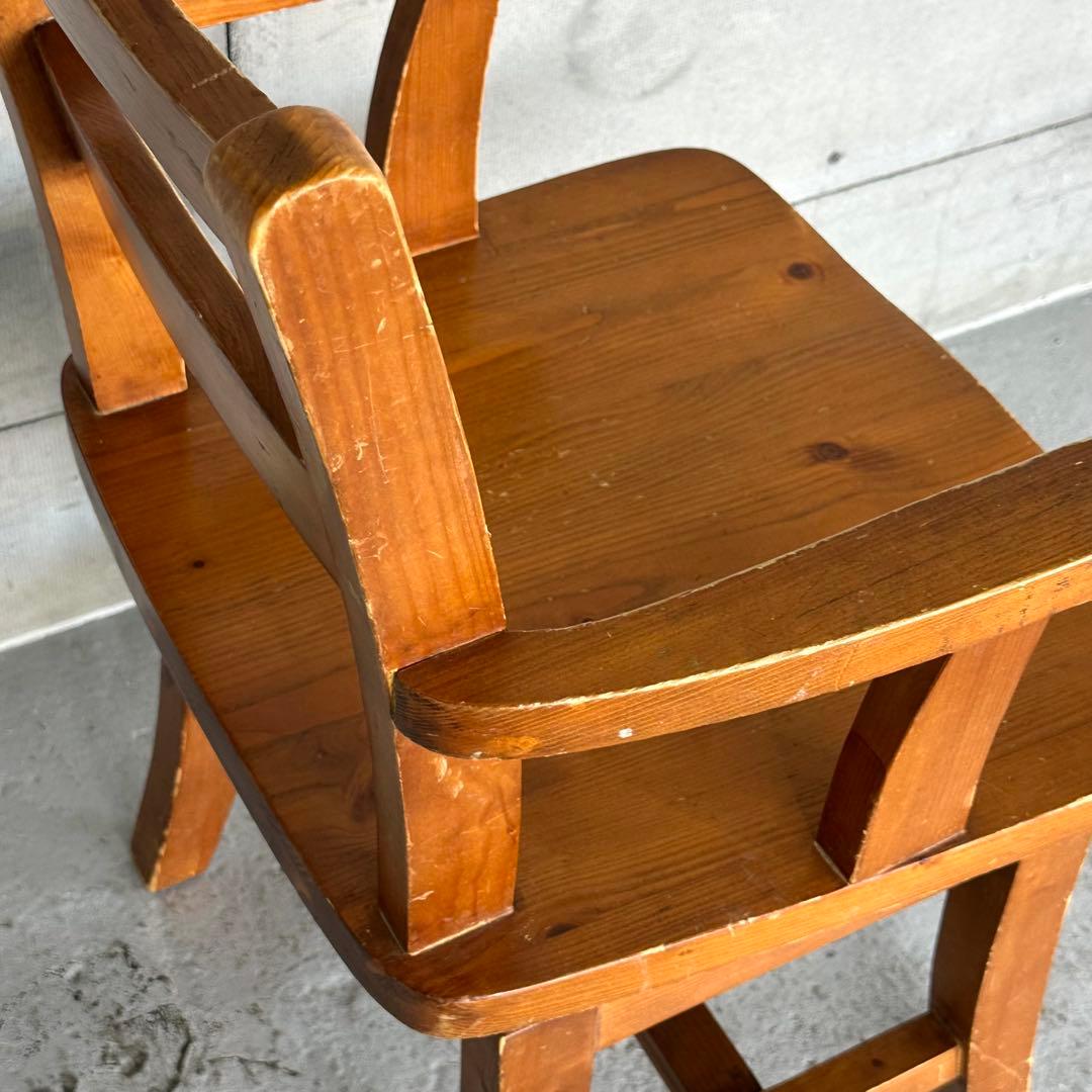 ✦昭和レトロ✦ 木製アームチェア｜無垢材 ヴィンテージ椅子 回転式 カフェ什器