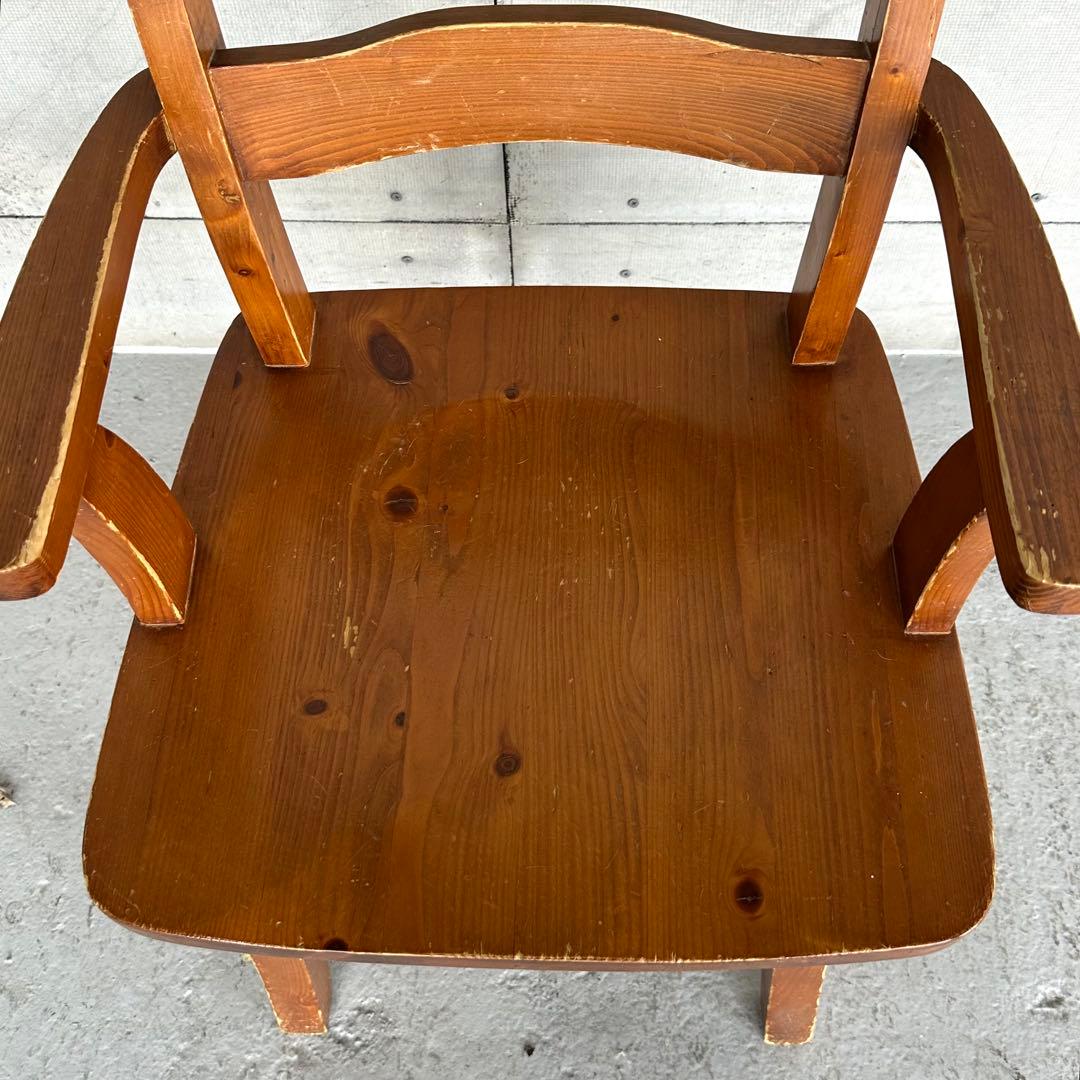 ✦昭和レトロ✦ 木製アームチェア｜無垢材 ヴィンテージ椅子 回転式 カフェ什器