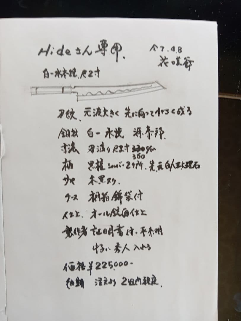 水焼き尺2寸、白一鋼、オオル鏡面仕上げ