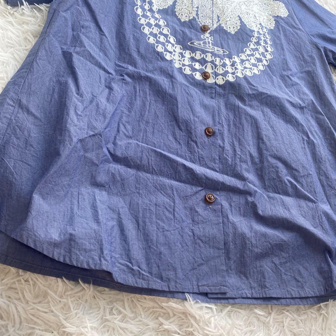 ヴィヴィアンウエストウッド　ブラウス　オーブネックレス　プリント　オーバーサイズ