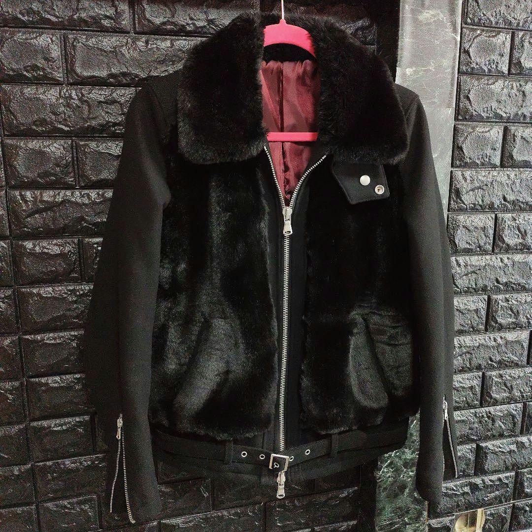 雪　美品希少　ノーアイディー　黒　フェイクファー　グリズリージャケット