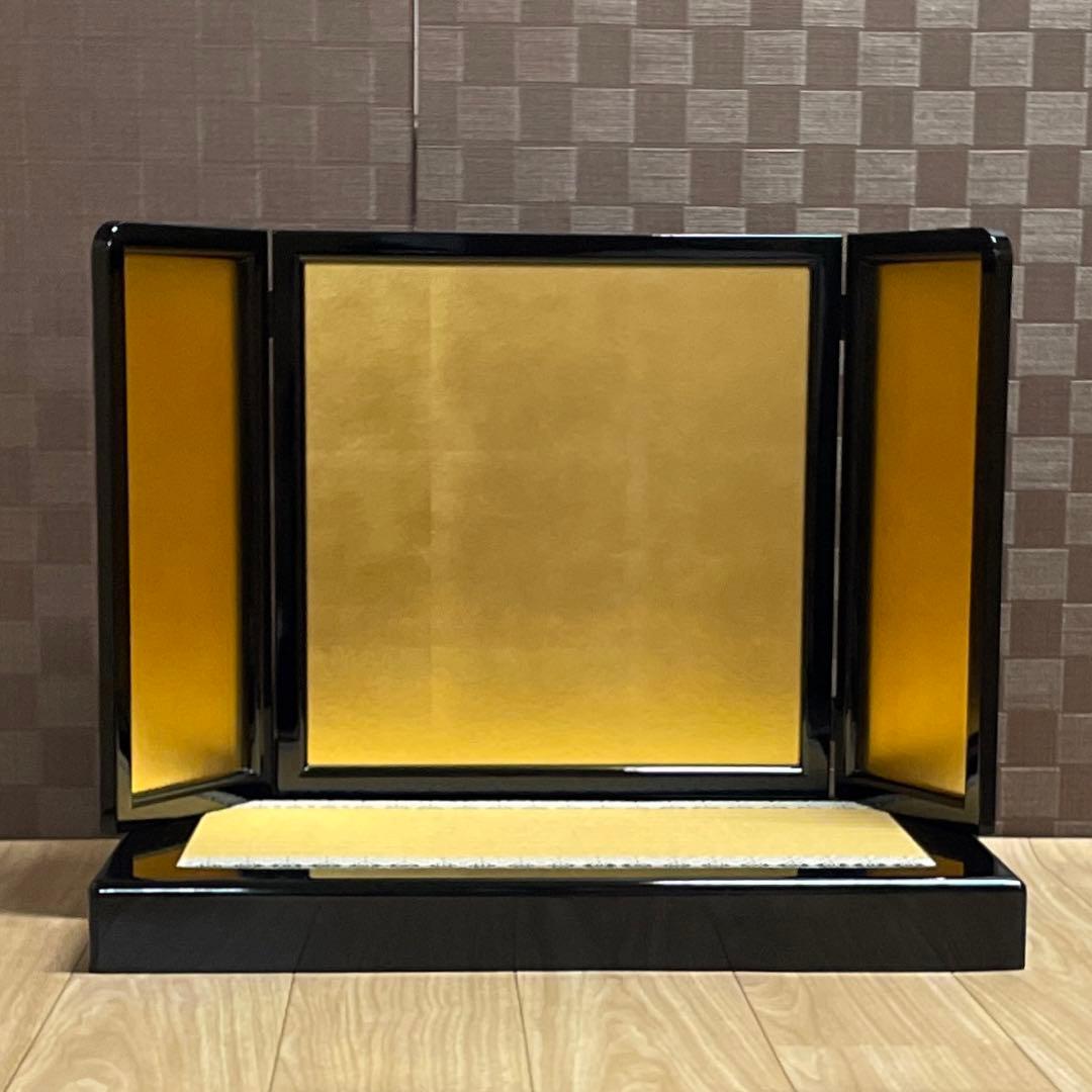 五月人形　端午の節句　黒塗流備畳台　屏風