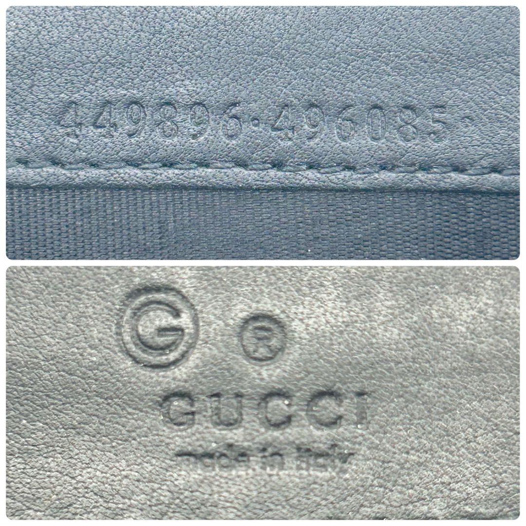 美品✨グッチ ケース マイクロシマ ラウンドジップ レザー ブラック GG