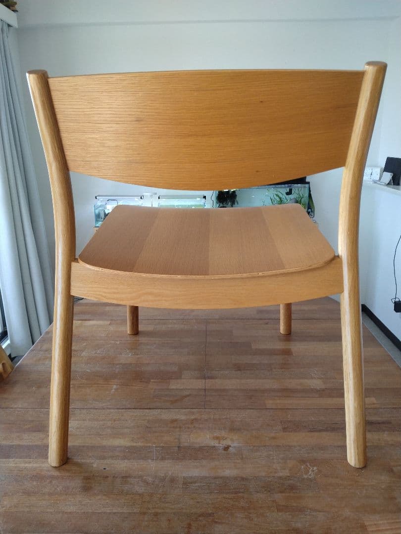 【美品】MUJI/無印良品 オーク材ラウンジチェアワイド②ダイニングカフェ椅子