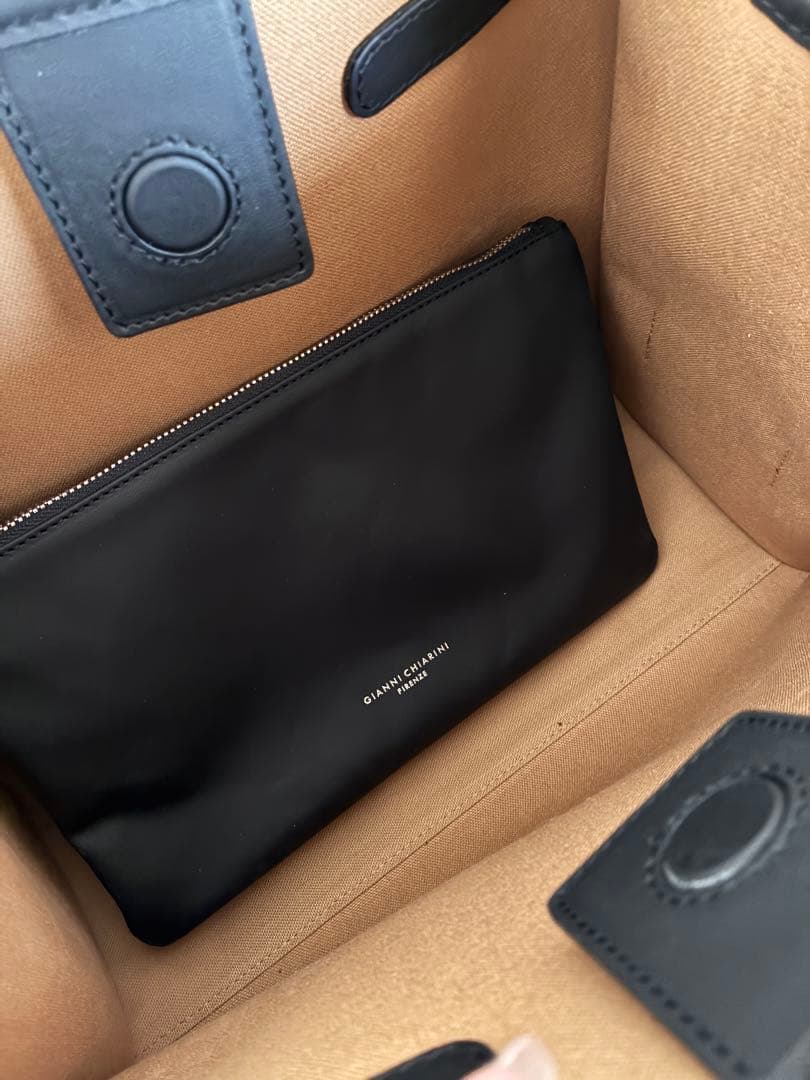 【極美品】GIANNI CHIARINI トートバッグ アイボリー ブルーグレー