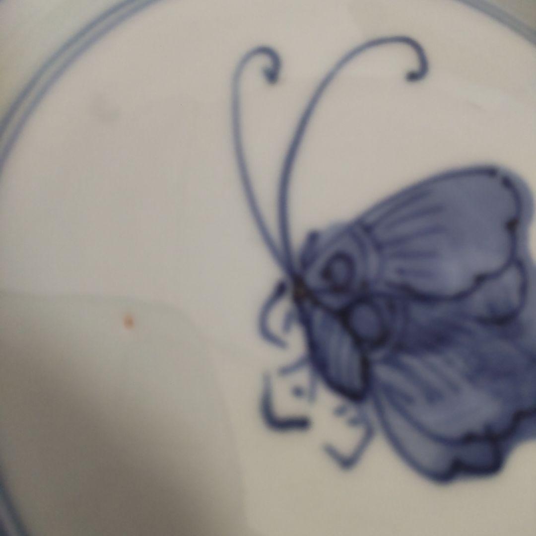 九谷焼 正木春蔵 染付 銘々皿 5枚 木箱付 蝶々 山背工房